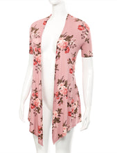 Load image into Gallery viewer, Floral Print Open Front Short Sleeve Cardigan
