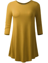 Load image into Gallery viewer, 3/4 Sleeve Swing Tunic Top
